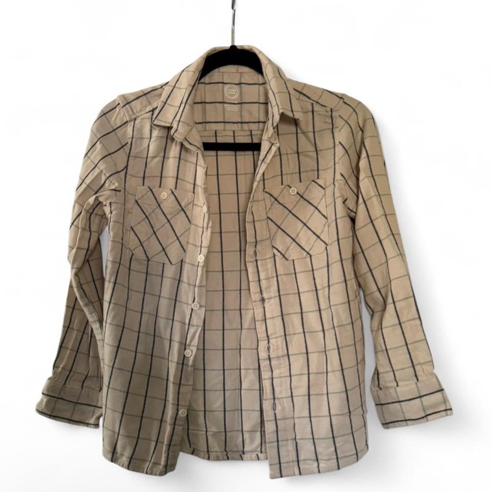 Wonder Nation Tan Plaid Button Down Shirt